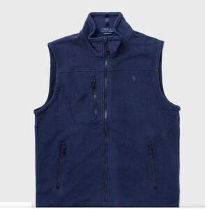 Polo Ralph Lauren Mens 2XLB Navy Blue Fleece Full Zip Vest NWT